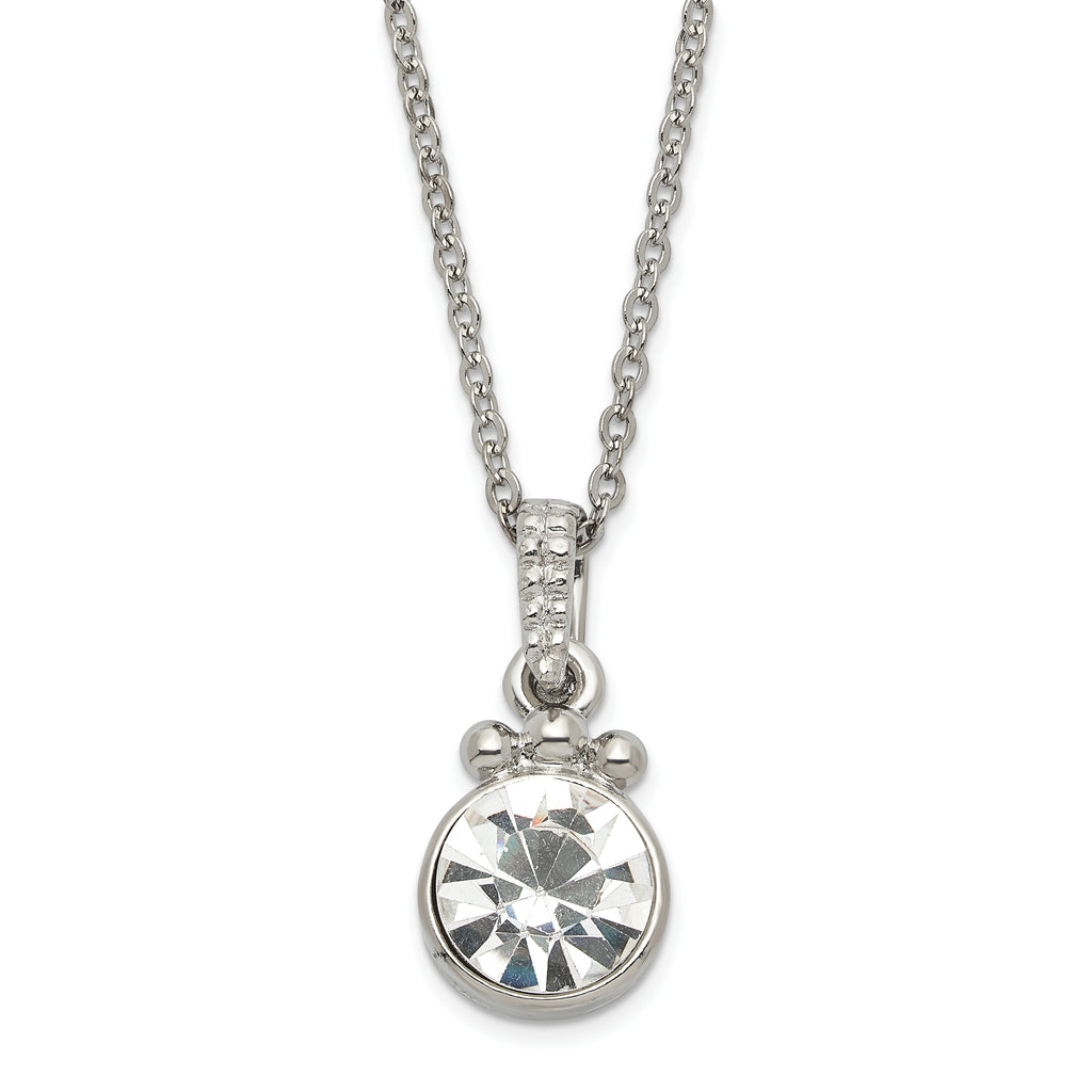 1928 Silver-tone White Crystal w/3in ext. Necklace - Sophia Jewelers