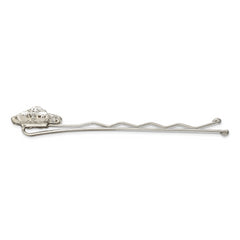 1928 Jewelry Set of 2 Silver-tone Clear Crystal Flower Hairpins