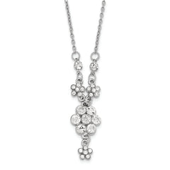 1928 Silver-tone White Crystal Flower With 3in ext. Necklace