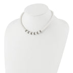 1928 Silver-tone Clear Crystal and Simulated Pearl 15in With  3in ext Necklace