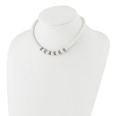 1928 Silver-tone Clear Crystal and Simulated Pearl 15in With  3in ext Necklace