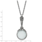 1928 Jewelry Silver-tone Textured Vintage Handle 4-5X Magnifying Glass 30 inch Necklace