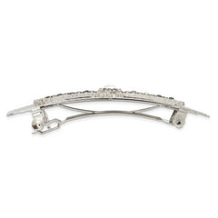 1928 Jewelry Silver-tone Ornate Clear Crystal Hair Barrette