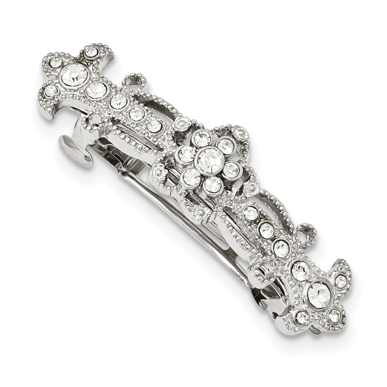 1928 Jewelry Silver-tone Clear Crystal Hair Barrette Main image