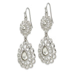 1928 Silver-tone Crystal Dangle Shepherds Hook Earrings