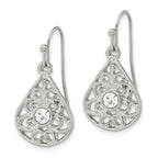 1928 Silver-tone Crystal Dangle Shepherds Hook Earrings
