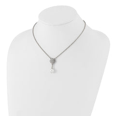 1928 Silver-tone Crystal and Imitation Pearl 16in With  3in ext. Necklace