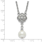 1928 Silver-tone Crystal and Imitation Pearl 16in With  3in ext. Necklace
