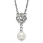 1928 Silver-tone Crystal and Imitation Pearl 16in With  3in ext. Necklace