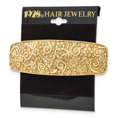 1928 Jewelry Gold-tone Ornate Swirl and Floral Motif Hair Barrette