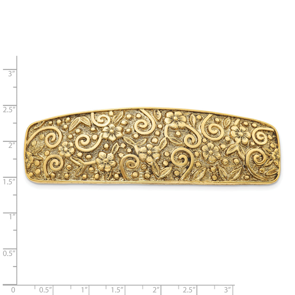 1928 Jewelry Gold-tone Ornate Swirl and Floral Motif Hair Barrette