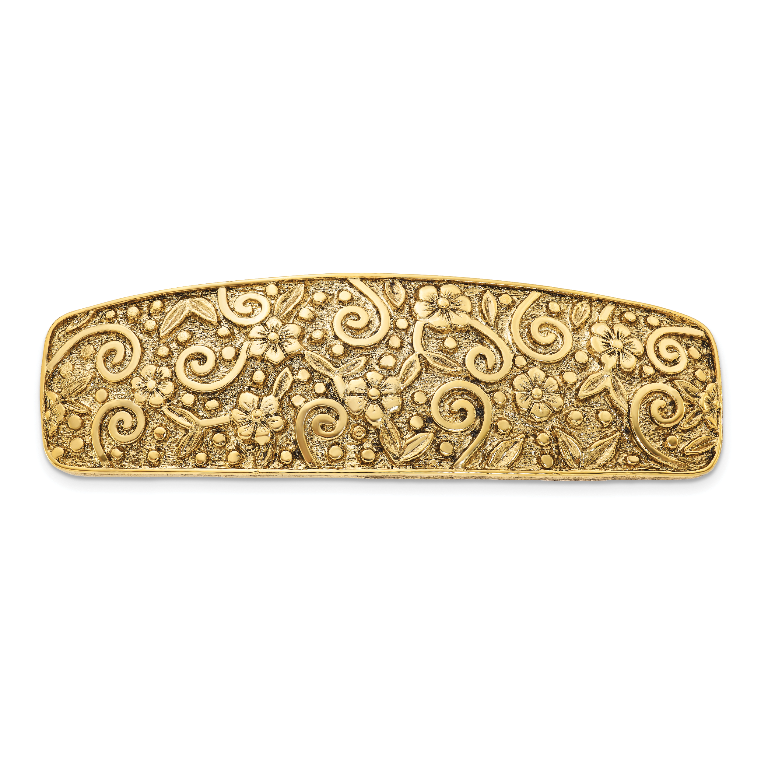 1928 Jewelry Gold-tone Ornate Swirl and Floral Motif Hair Barrette