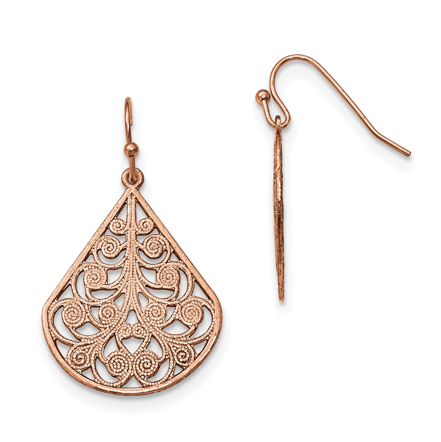 1928 Jewelry Copper-tone Filigree Pear Shaped Dangle Earrings Main image