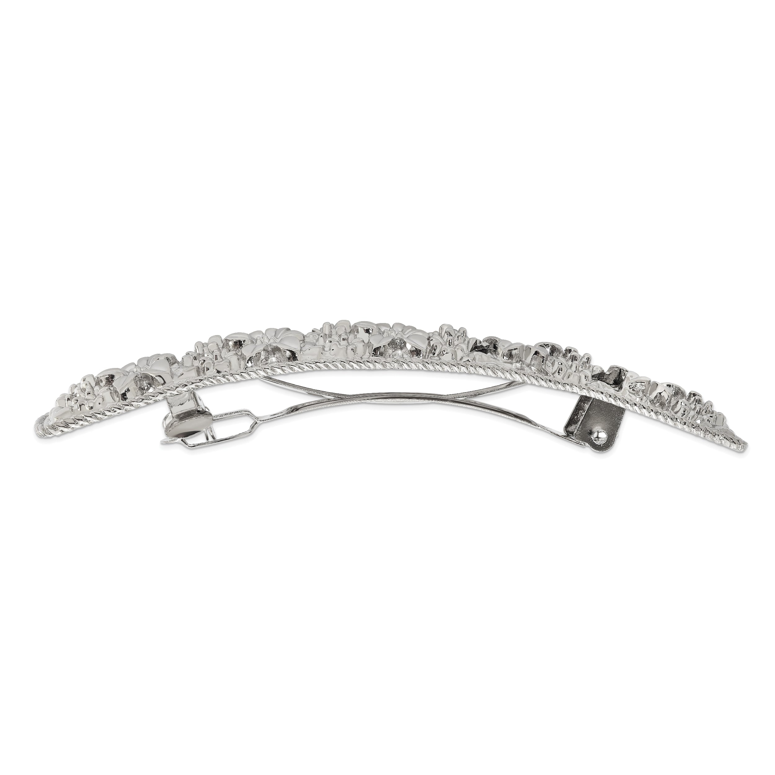 1928 Jewelry Silver-tone Ornate Floral Motif Hair Barrette