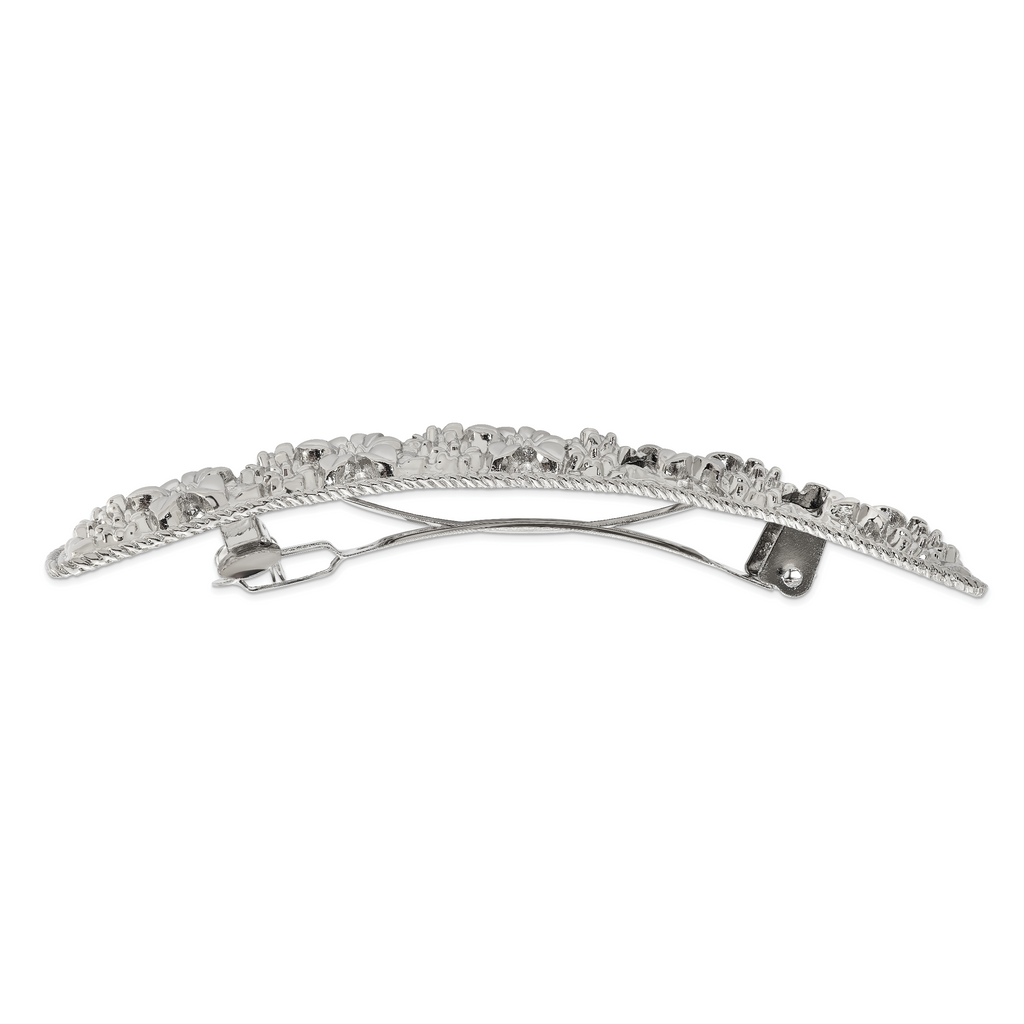 1928 Jewelry Silver-tone Ornate Floral Motif Hair Barrette