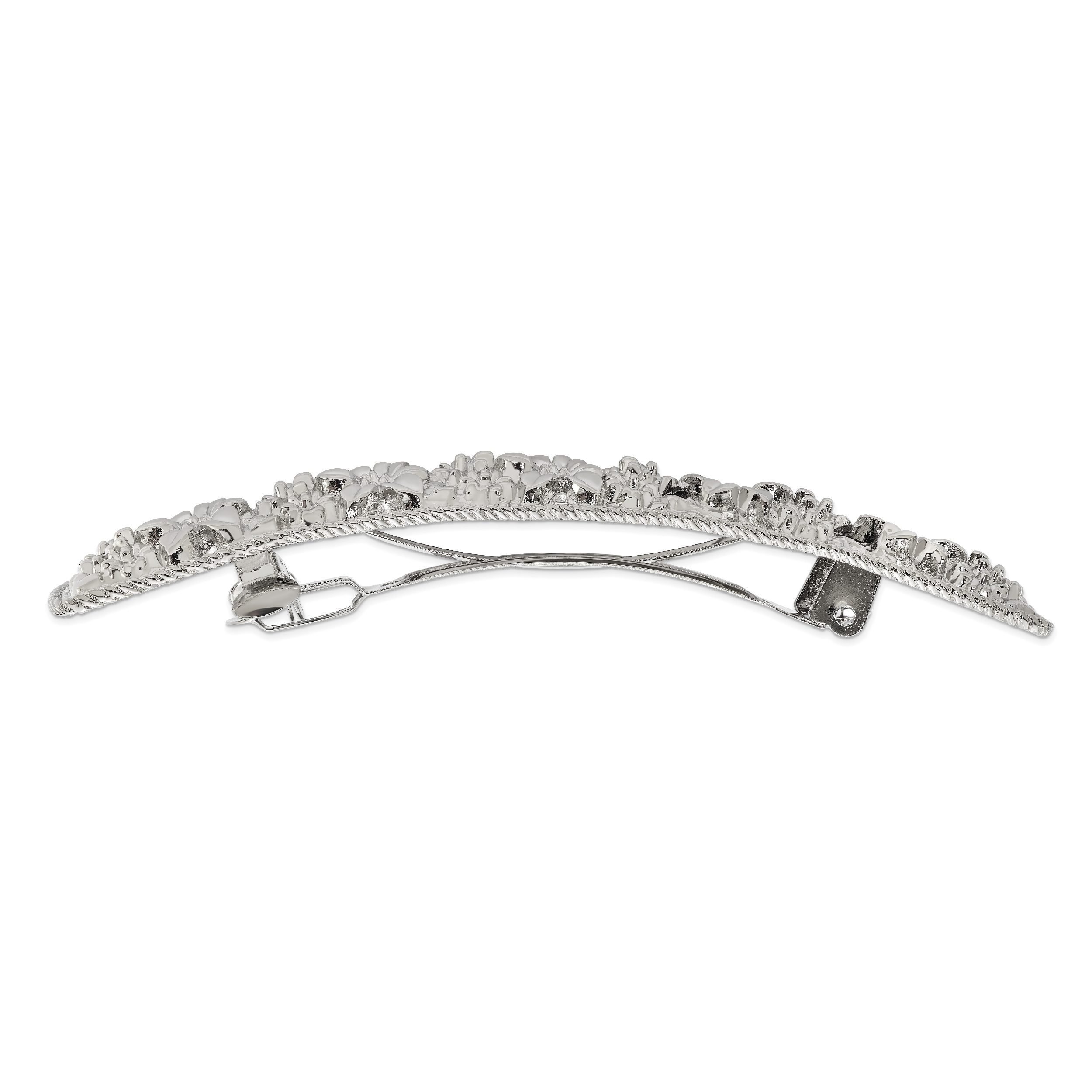 1928 Jewelry Silver-tone Ornate Floral Motif Hair Barrette