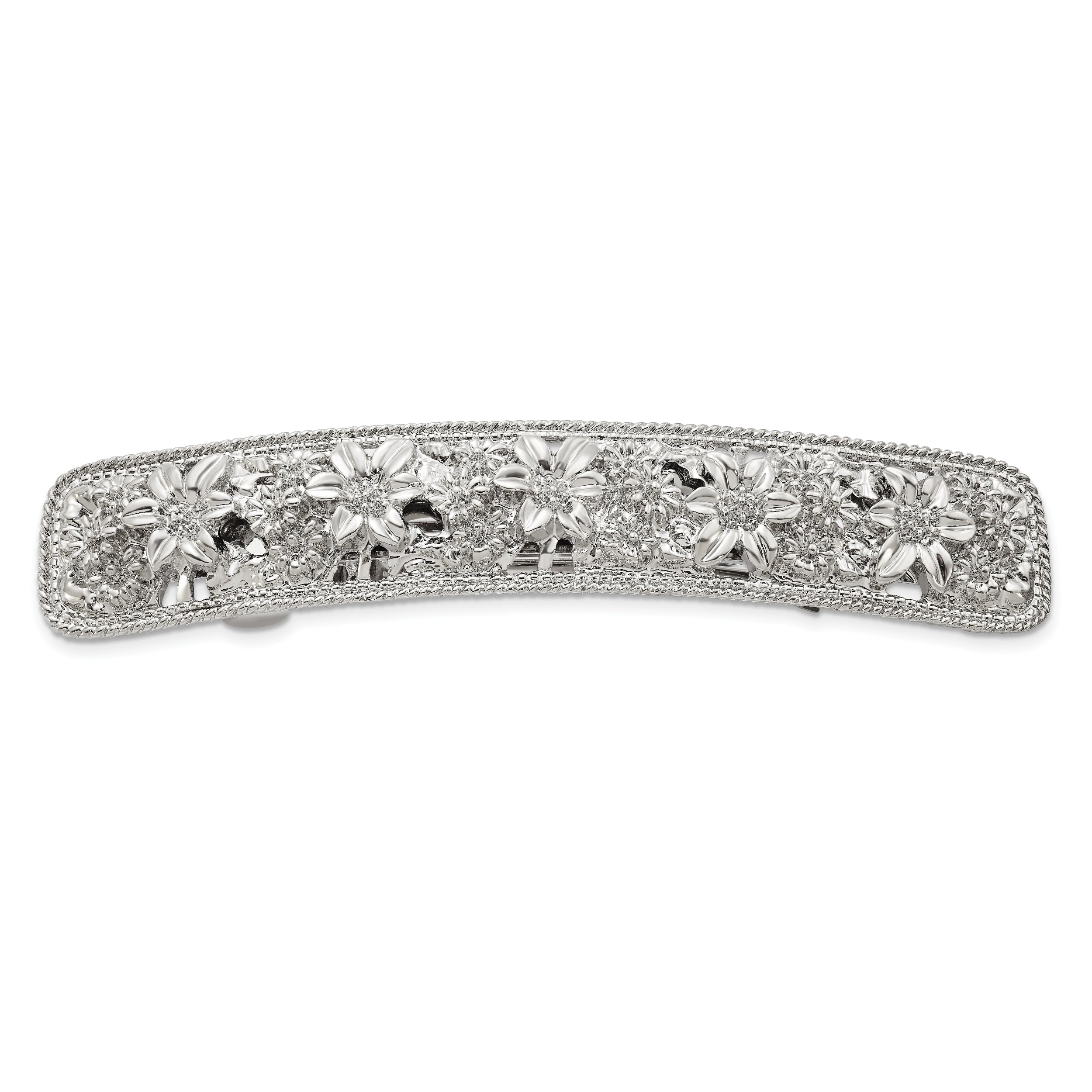 1928 Jewelry Silver-tone Ornate Floral Motif Hair Barrette