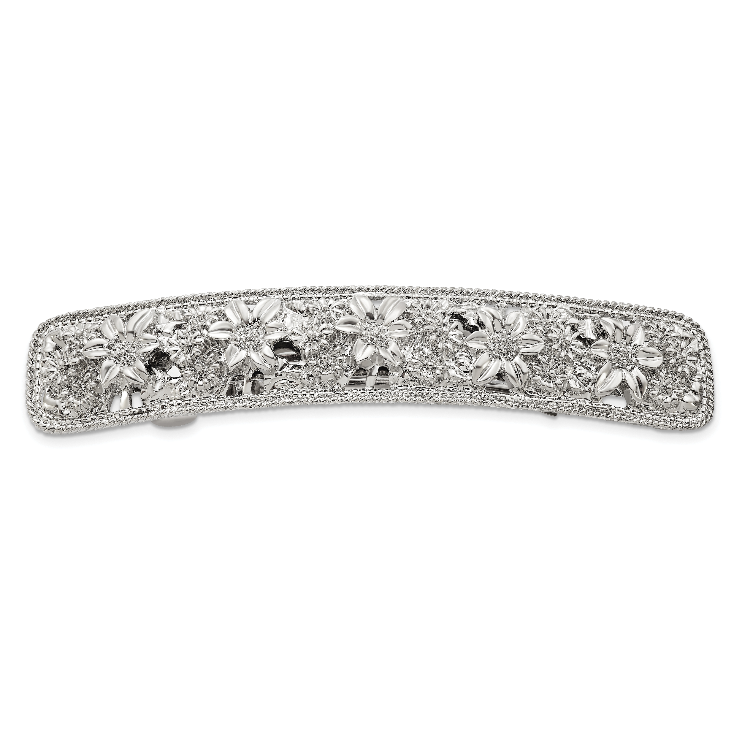 1928 Jewelry Silver-tone Ornate Floral Motif Hair Barrette