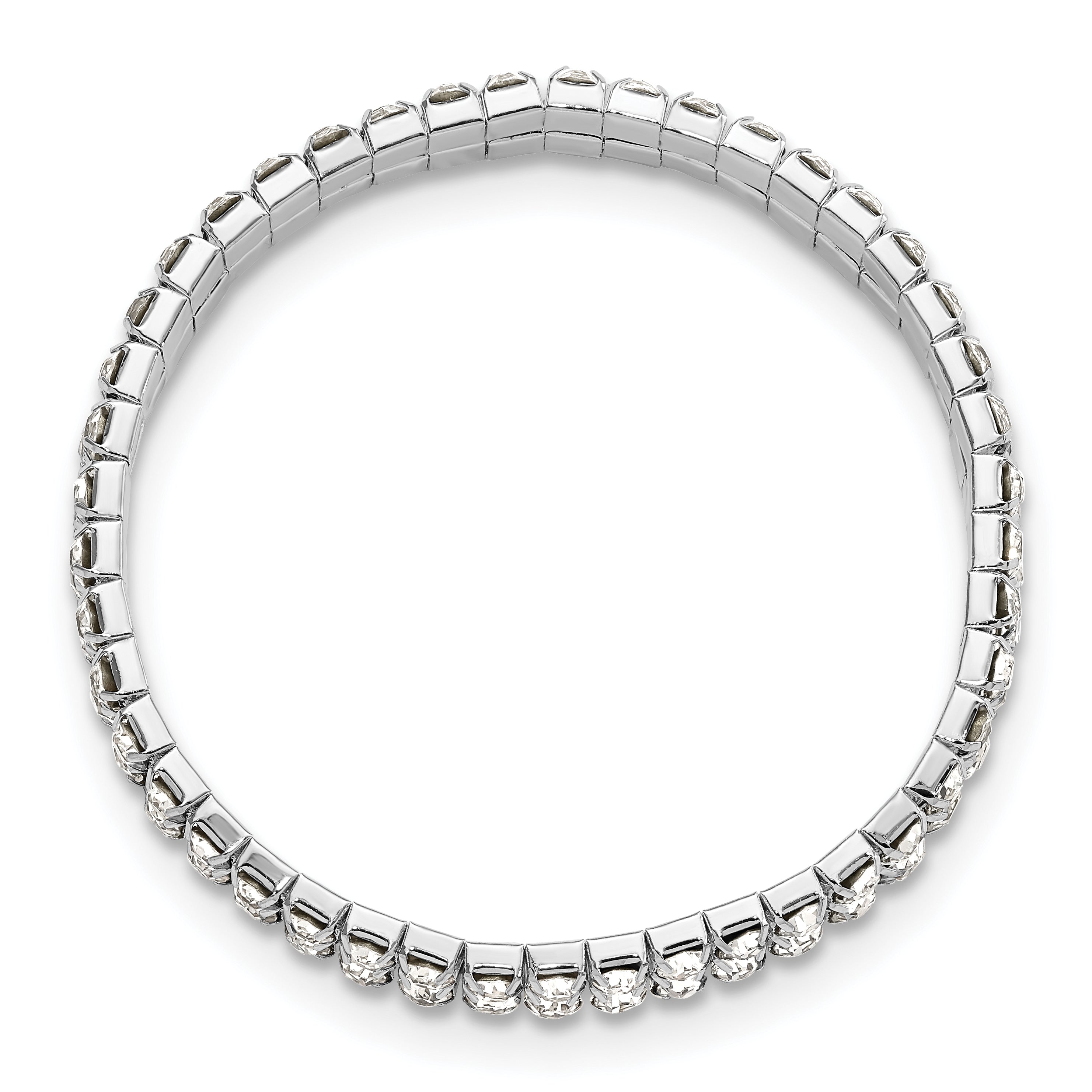 1928 Jewelry Silver-tone Sparkling Clear Crystal Two Row Stretch Bracelet Secondary image