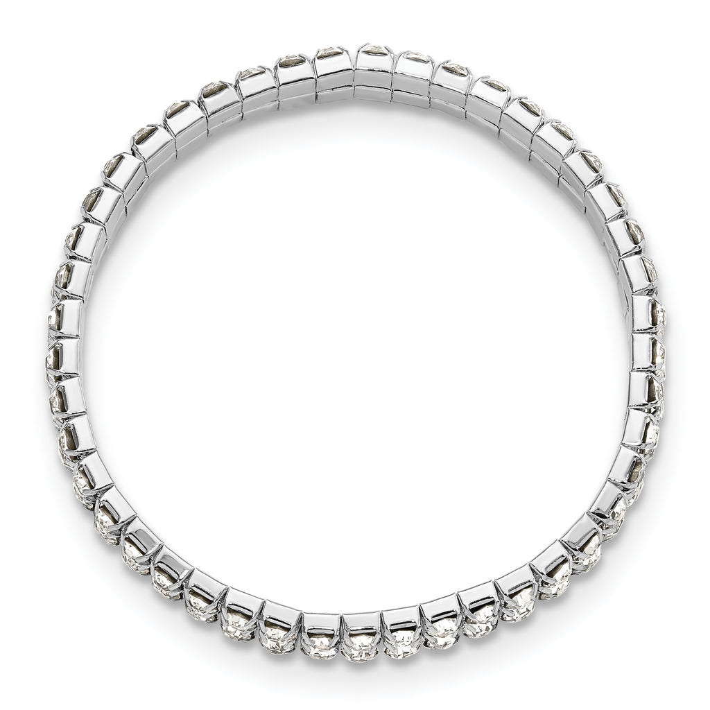1928 Jewelry Silver-tone Sparkling Clear Crystal Two Row Stretch Bracelet
