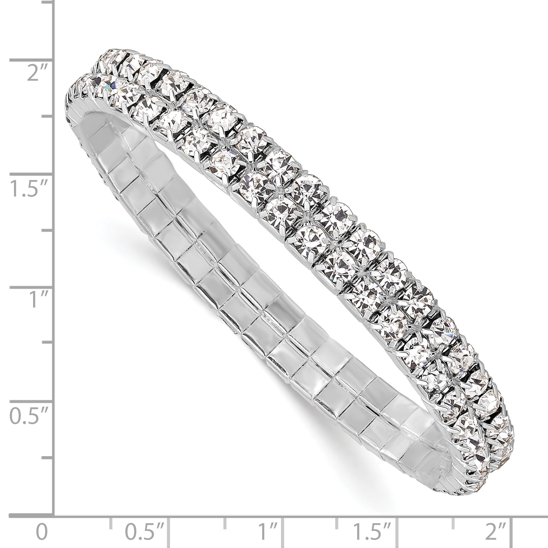 1928 Jewelry Silver-tone Sparkling Clear Crystal Two Row Stretch Bracelet