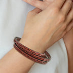 AMEN Stainless Steel Lord's Prayer Brown Leather Wrap with Magnetic Clasp with Magnetic Clasp 21 Inc - Sophia Jewelers