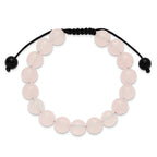 Rose Quartz and Onyx Beads on Black Polyester Cord Adjustable Bolo Bracelet