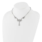 1928 Jewelry Silver-tone Sparkling Clear Crystals from Swarovski Teardrop Adjustable 15 inch Vintage Style Necklace with 3 inch extension