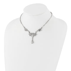 1928 Jewelry Silver-tone Sparkling Clear Crystals from Swarovski Teardrop Adjustable 15 inch Vintage Style Necklace with 3 inch extension