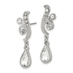 1928 Jewelry Silver-tone Sparkling Clear Crystal from Swarovski Teardrop Vintage Style Dangle Post Earrings