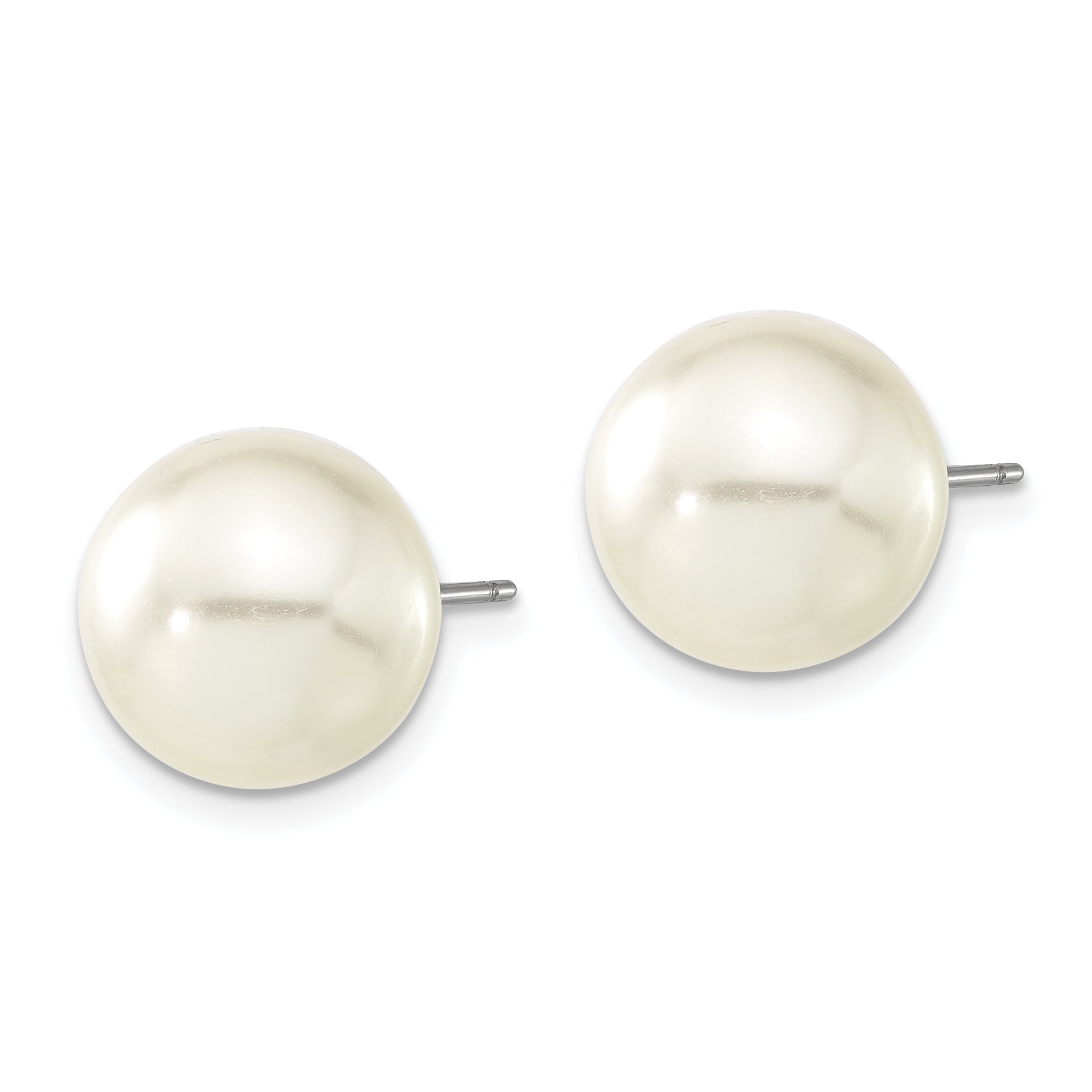 1928 Jewelry Gold-tone 12mm Ivory Imitation Pearl Post Stud Earrings Secondary image
