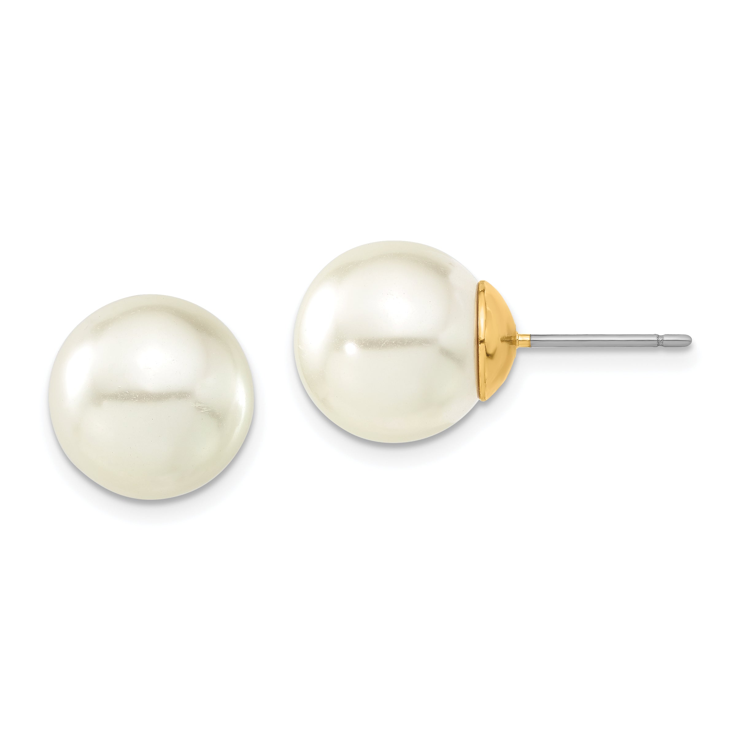 1928 Jewelry Gold-tone 12mm Ivory Imitation Pearl Post Stud Earrings Main image