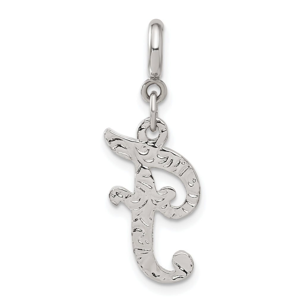 1928 Silver-tone Crystal Initial F Spring Ring Charm