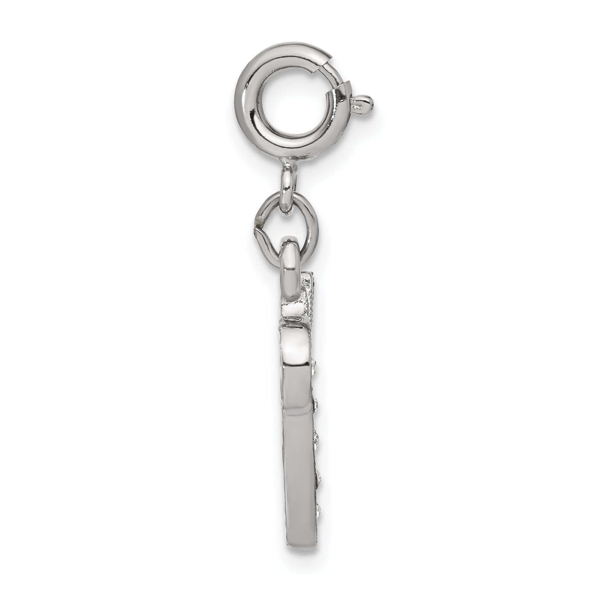 1928 Silver-tone Crystal Initial V Spring Ring Charm