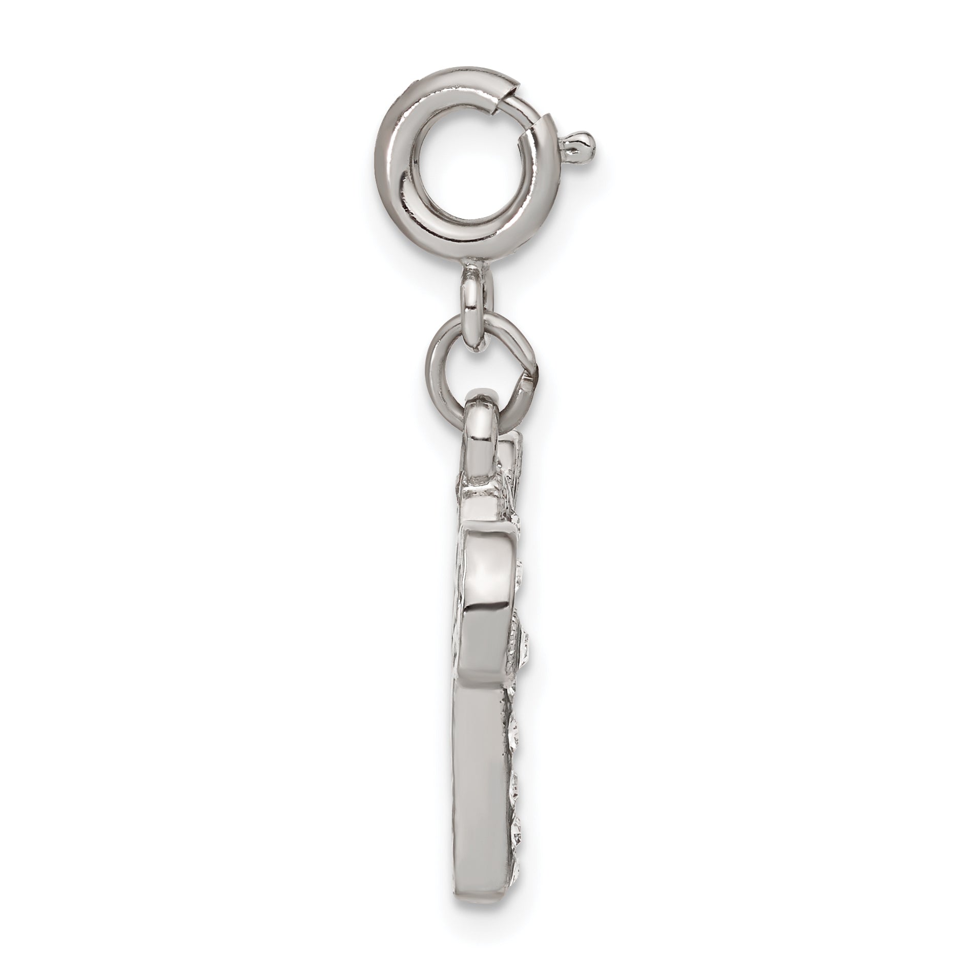 1928 Silver-tone Crystal Initial W Spring Ring Charm Secondary image