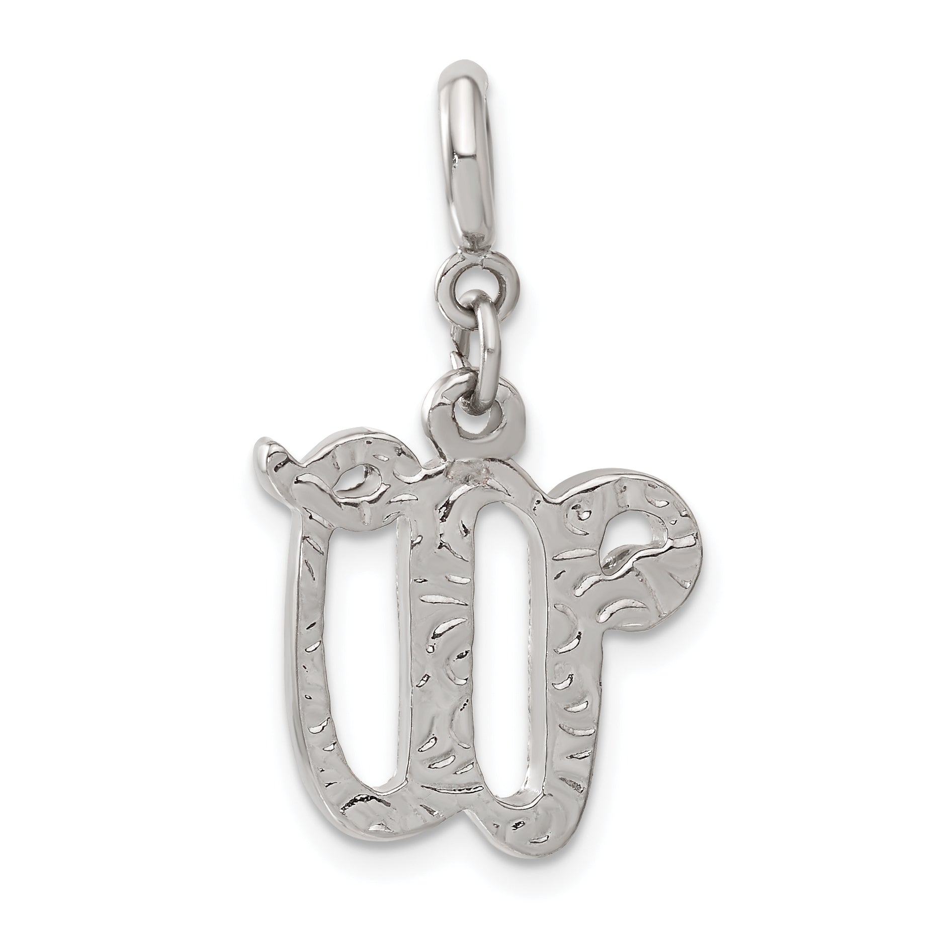 1928 Silver-tone Crystal Initial W Spring Ring Charm