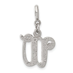 1928 Silver-tone Crystal Initial W Spring Ring Charm