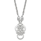 1928 Jewelry Silver-tone Fancy Filigree Scroll 28 inch Eye Glass or Badge Holder Necklace