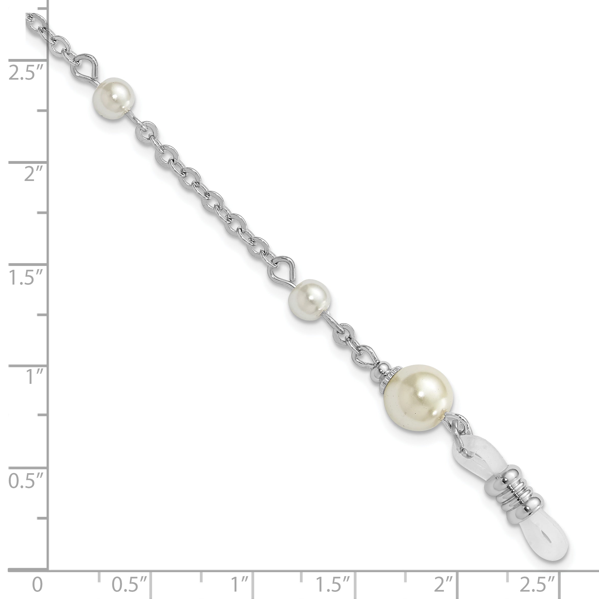 1928 Jewelry Silver-tone Simulated Pearl Stations Eyeglass Holder 30 inch Chain