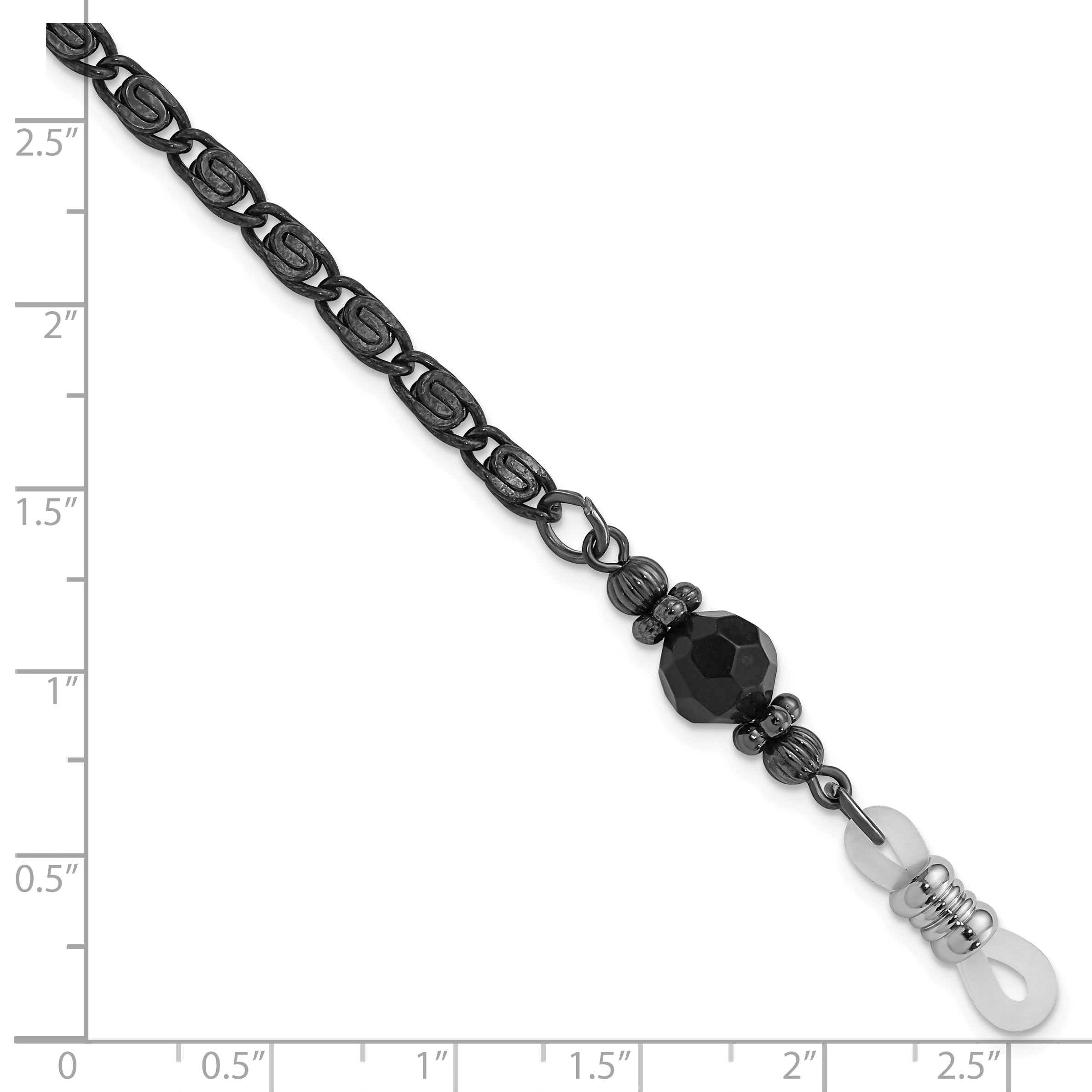 1928 Jewelry Black-plated Black Faceted Crystal Bead Eyewear Holder 30 inch Chain