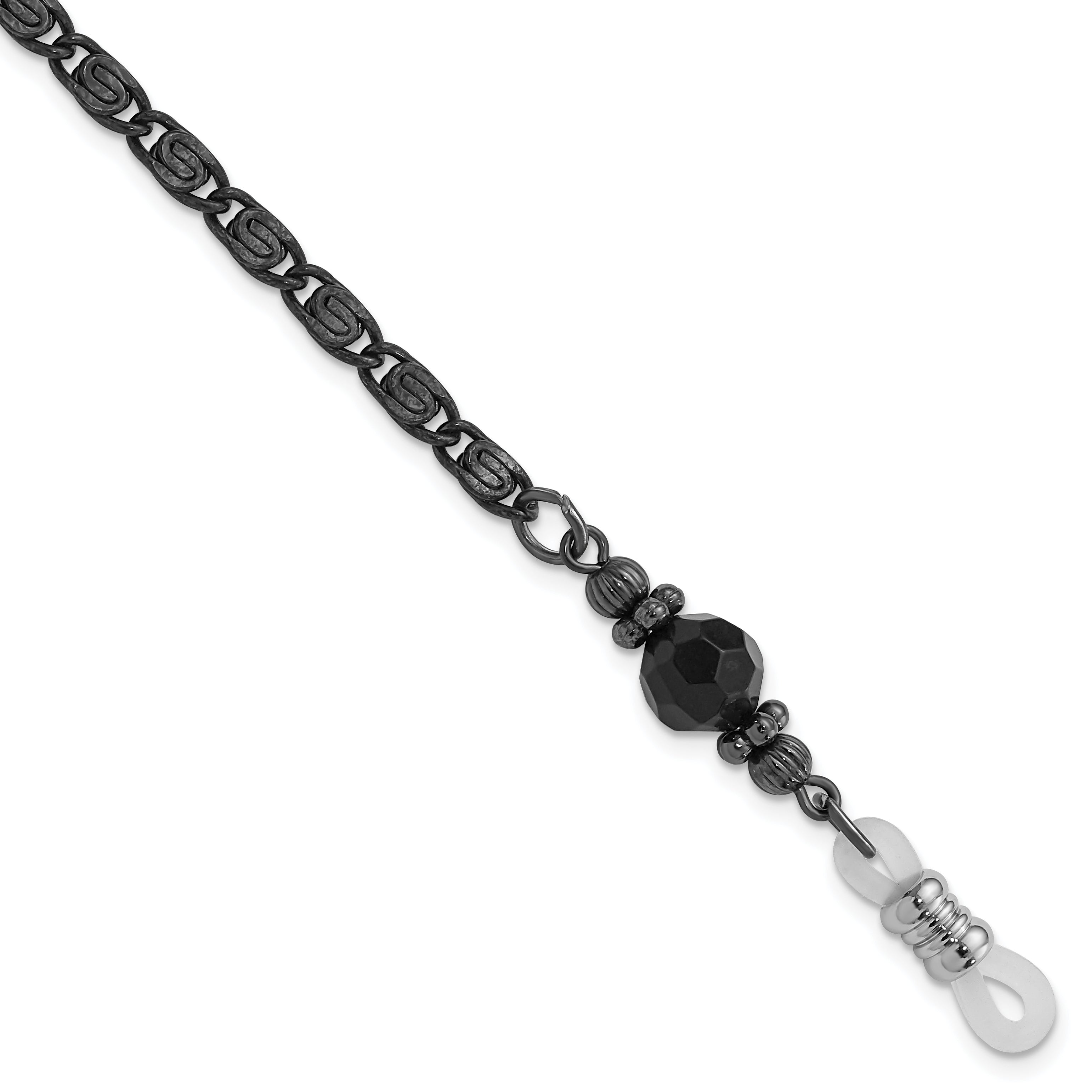 1928 Jewelry Black-plated Black Faceted Crystal Bead Eyewear Holder 30 inch Chain Main image