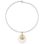 1928 Silver-tone & Gold-tone Crystal Peace Symbol Choker Necklace