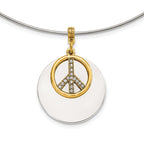 1928 Silver-tone & Gold-tone Crystal Peace Symbol Choker Necklace