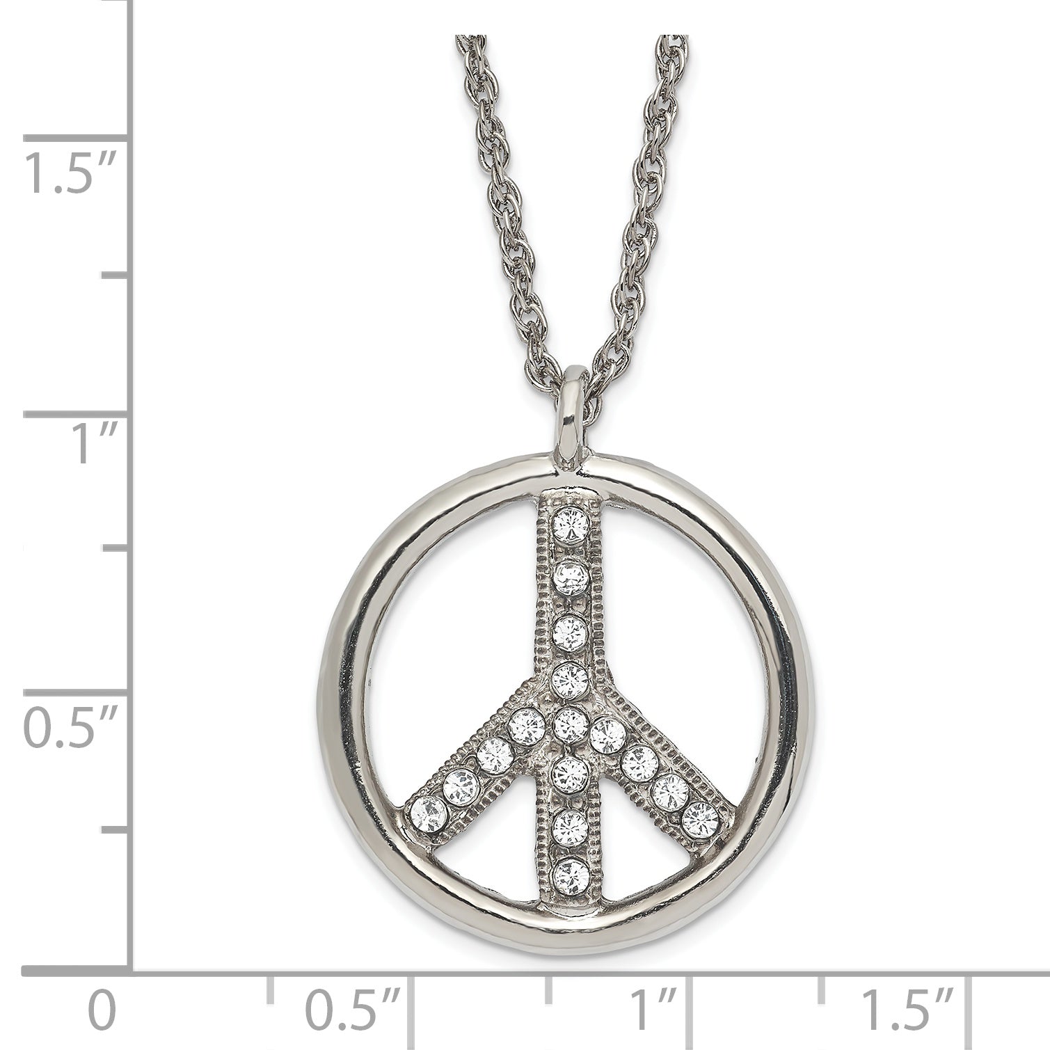 1928 Jewelry Silver-tone Clear Crystal Peace Symbol with 3 inch extension Necklace