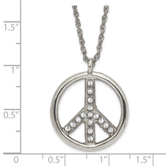 1928 Jewelry Silver-tone Clear Crystal Peace Symbol with 3 inch extension Necklace