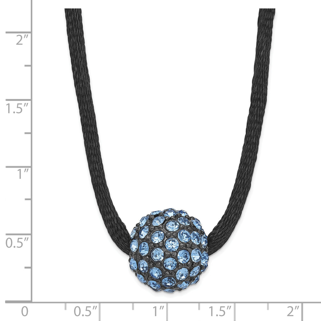 1928 Black-plated Blue Glass Stone Ball With  3 in ext Necklace