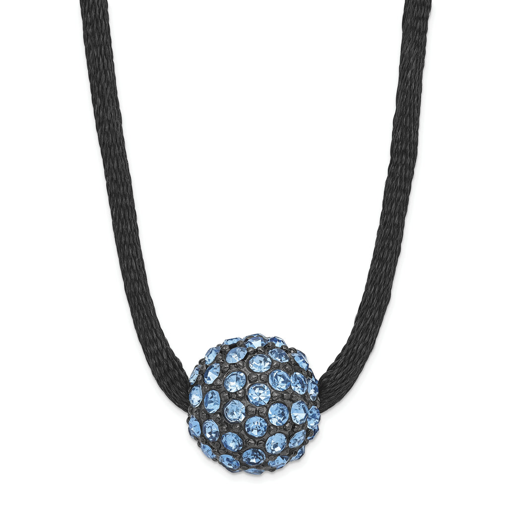 1928 Black-plated Blue Glass Stone Ball With  3 in ext Necklace