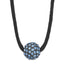 1928 Black-plated Blue Glass Stone Ball With  3 in ext Necklace