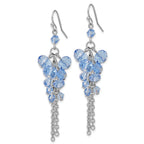 1928 Silver-tone Blue Glass Beads Cluster Drop Earrings