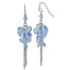 1928 Silver-tone Blue Glass Beads Cluster Drop Earrings